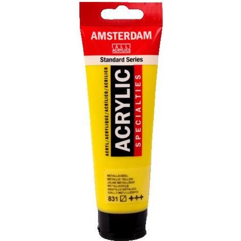 Peinture acrylique - AMSTERDAM - Metallic Yellow - 120 ml - Résistant à la lumière - Satiné (1/2)