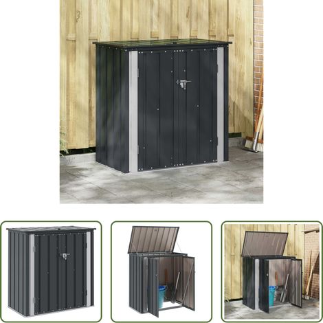 vidaXL Boîte verrouillable - Boîte de Rangement de Jardin Noir 101,5 x 57 x 100,5 cm Acier (1/5)