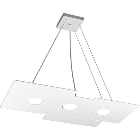 Sospensione Moderna Rettangolare Plate Metallo Bianco 3 Luci Gx53 (1/4)
