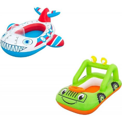 TrAdE Shop Traesio - Canottino Gonfiabile Jeep 92x61 Cm / Aereo 109x97 Cm Gommone Per Bambini 34169 - (1/5)