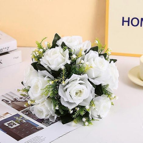 Compositions florales, bouquets, décoration de mariage, boules de roses, boules de fleurs en soie, fleurs artificiellesblanc (1/5)
