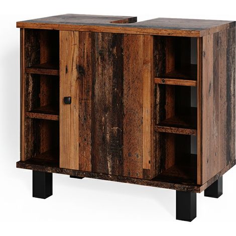 Meuble sous vasque simple Fynn, Bois antique, 60 x 54 cm, Vicco (1/5)