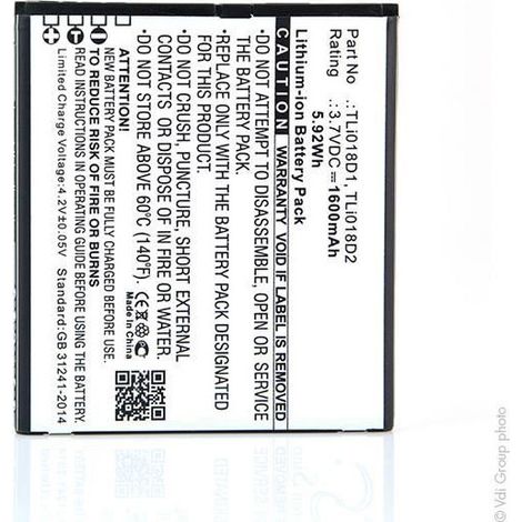 NX - Batterie téléphone, smartphone, GSM pour Alcatel 3.7V 1600mAh - TLI018D1TLI018D2 (1/4)