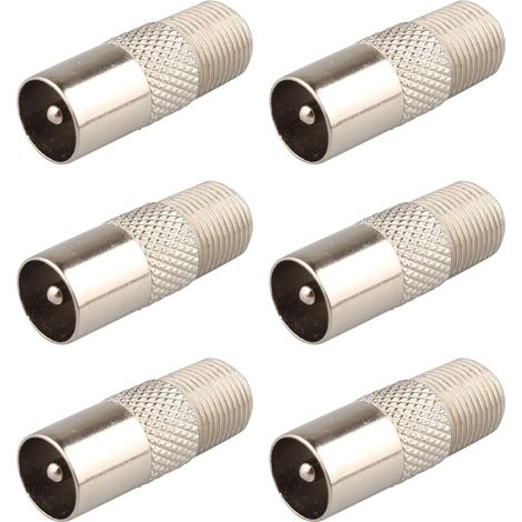 Lot de 6 Adaptateurs de Câble Coaxial Femelle vers Mâle pour Antenne TV Mâle Plaqué Nickel (1/5)