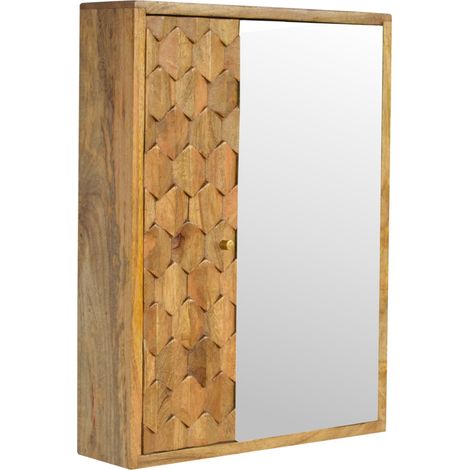 Meuble miroir sculpté ananas en bois massif, marron