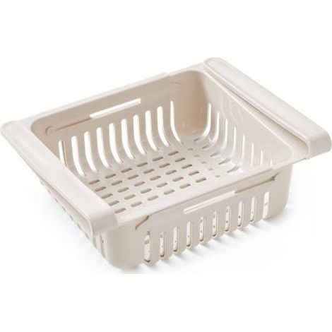 Boite Rangement Frigo, Organisateur de réfrigérateur extensible, Tiroirs empilables en plastique, Rangement et Organisation de Cuisine, Beige (1/5)