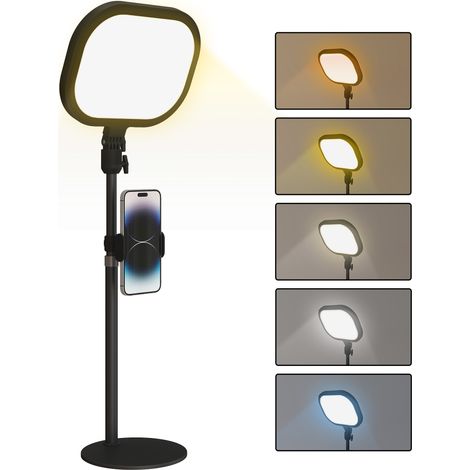 Lampe de bureau LED - HOMCOM - dimmable 5 modes de couleur 10 niveaux de luminosité - port USB minuterie support pour téléphone noir (1/5)