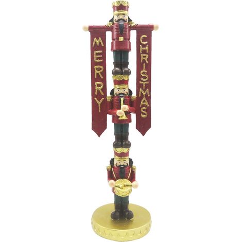 Figurine Casse-Noisette Décoration de Noël en Plastique Rouge et Doré 10x8x30 cm - PANGIVO (1/4)