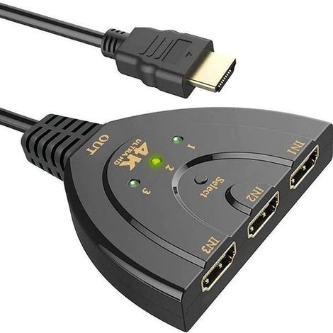 Switch HDMI 4K 60Hz, Multiprise HDMI 3 en 1 HD, Splitter HDMI Ultra Performant, Adaptateur HDMI pour PC PS4 PS3 Xbox (1/4)