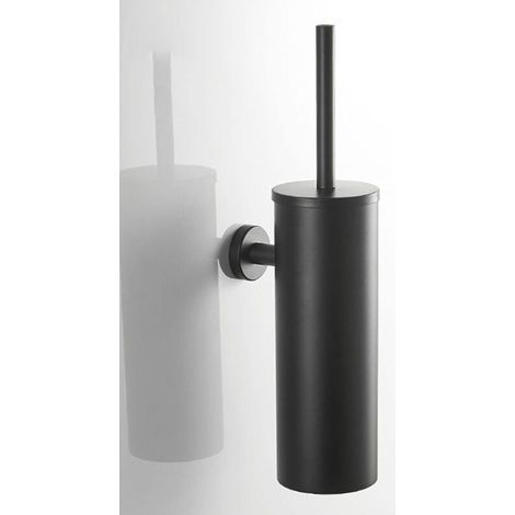 Brosse WC Inox- Brosse Toilette et Supports, Anti-goutte, Antibactérienne, Balayette WC Ventilée, Séchage Rapide sans Odeur, Balai WC Montage Mural/au Sol, Salle de Bain et WC Noir (1/4)