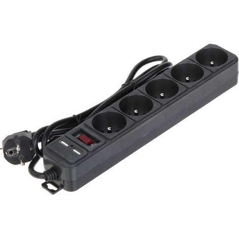 REGLA DE ALIMENTACIÓN AK-SP-05U (5 TOMAS + 2 USB) AKYGA