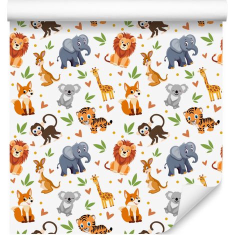 Carta da parati con animali, bianca e crema, per soggiorno e camera da letto, 50x1000 cm. (1/5)