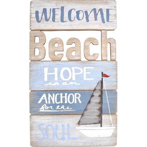 Signes Grimalt Mur de la plaque en bois en bois Gelcom Wall Advolome Blue Wood Plaques 1x25x46cm 29422 (1/4)