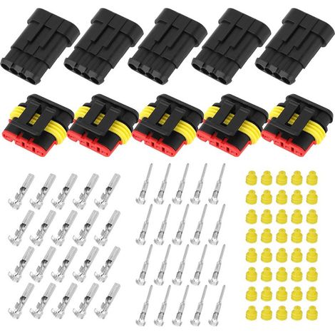 Connecteur Étanche 4 Broches - Pour Fils 0 1 À 1 Mm² - Pour Automobile - 5 Kits (1/5)