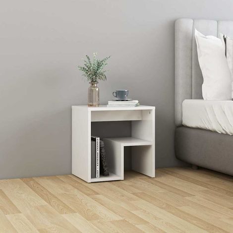 Table de chevet-Table de nuit blanc brillant 40x30x40 cm bois d'ingénierie 771459 (1/5)