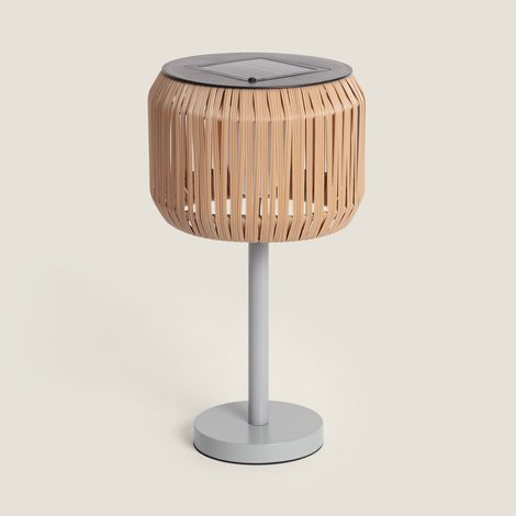 LED Tischlampe Außen Solar Rattan Nygala Natürlich
