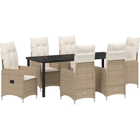 Maison Exclusive - Set da Pranzo per Giardino 7 pcs Beige polyrattan