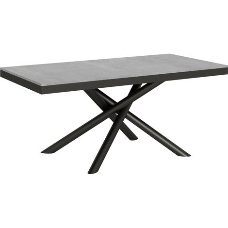 Table extensible design pieds arrondis entrelacés anthracite Zeus evolution 180 à 440 cm-Gris ciment-180 à 440 cm (1/5)