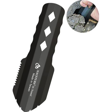 Ultralight Backpacking Trowel Aluminum Shovel Small Potty Multitool with Long Handle Design Essential for Hiking, Camping and Survival Bags(Black 1 Pack) (1/5)