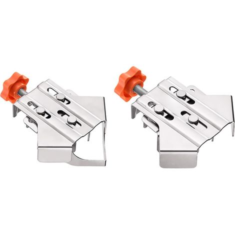 Lot de 2 serre-joints d'angle pour le travail du bois, à angle droit (90°), avec mâchoires oscillantes réglables et cadre en aluminium. (1/5)