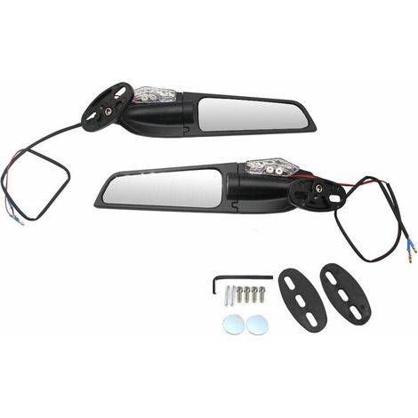 2 Stück Motorrad modifizierte Wind Wing Swing Universal Rückspiegel Spoiler 90° drehbar verstellbare Seitenspiegel mit Blinkern (1/5)