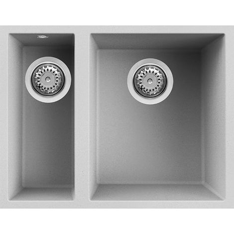 Lavello Elleci Incasso 2 vasche 56x44 Quadra 150 Sottotop Metaltek Grigio Aluminium LMQ15079BSO (1/3)