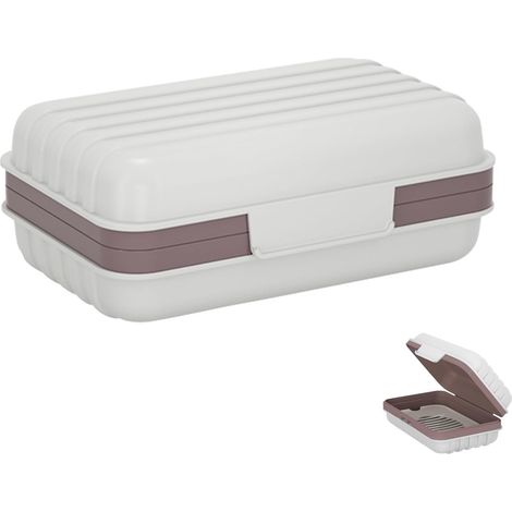 Dispensador de jabón integrado: resistente al agua, portátil para viajes, baño, camping, rechaza los residuos de jabón (café con leche). (1/5)
