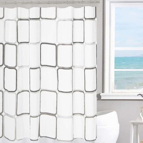 Rideau de douche en polyester, rideau de douche imperméable, rideau de douche blanc transparent, rideau de douche pour baignoire, anti-moisissure (1/5)