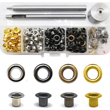 1 kit œillets en cuivre, outils de perforation et d'installation inclus, base fournie, pour chaussures, cuir, vêtements, bricolage (1/5)