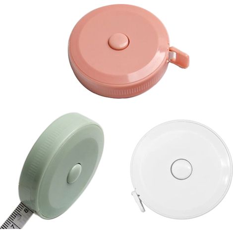 Lot de 3 mètres ruban souples rétractables pour la mesure du corps, des tissus et de la couture, double face, rétractables (1/5)
