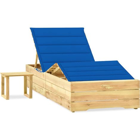 vidaXL Tumbona de jardín con mesa y cojín de madera de pino impregnada (1/4)