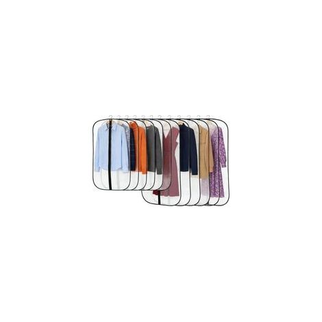 Set mit 12 Kleidersäcken, Schutzhüllen für Anzüge, Kleider, Hemden, Jacken und Mäntel, aus PEVA, transparente Kleidersäcke zum Aufhängen mit Reißverschluss - Crezuo (1/4)
