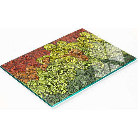 Tabla decorativa de cristal para servir aperitivos, dise帽o de olas coloridas, 80x52 cm
