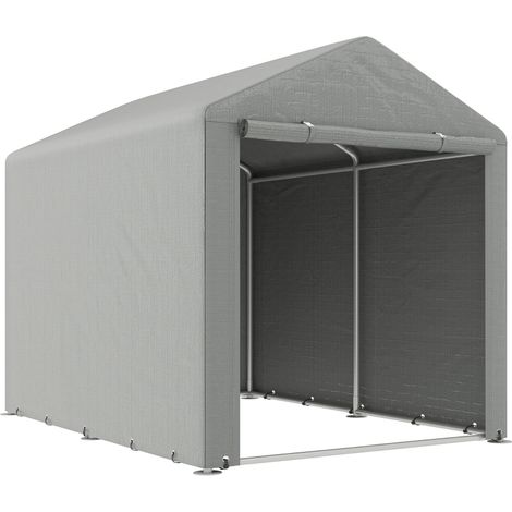 Tente de Vélo de Jardin 1,6 x 2,2 x 1,7 m, avec 2 Pièces, Porte à Fermeture Éclair, Étanche, Anti‑UV, Gris Clair