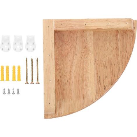 Étagère d'angle murale en chêne blanc de 18 cm (7 pouces) en forme d'éventail, idéale pour la chambre ou le salon. Rangement pratique à fixer au mur.-18.00X18.00X4.00CM (1/3)