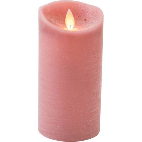 LED-Kerze/Säulenkerze – 3er-Set – Puderrosa – H 15 x D 7,5 cm – Wachs – flackernde Flamme (1/2)