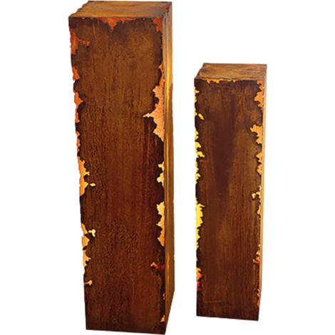 Jardinex – Colonne décorative en métal rouillé H.100 cm – Résistante au gel – Coloris rouille contemporain – Pour espaces extérieurs (1/5)