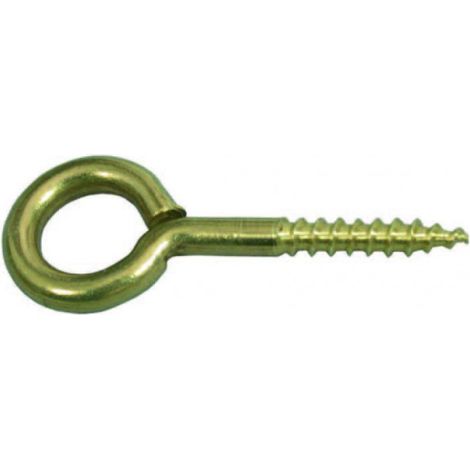 Occhiolo con vite per legno ottone lucido - mm.20x80 - ø mm.4x30