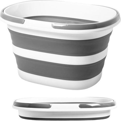 Seau pliable de 16 l avec poignées, lavabo portable pour le camping et la maison, seau en silicone peu encombrant pour la voiture (1/5)