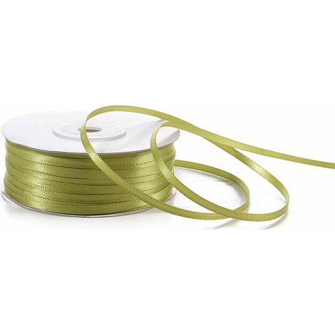Ruban double satin vert olive, 3 mm x 100 m