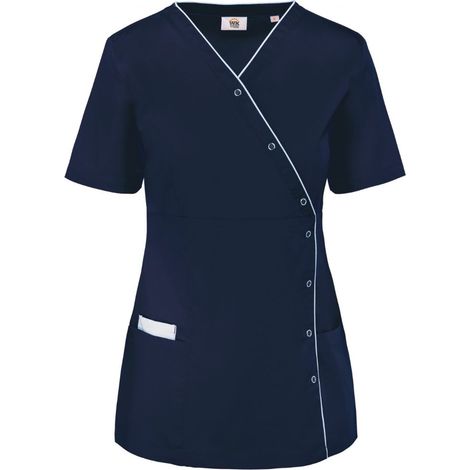 Blouse de service polycoton boutons pression FEMME WK. Designed To Work Bleu Marine M