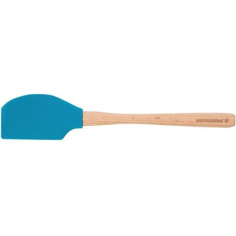 Spatule en silicone platine et bois longueur 32 cm-Bleu