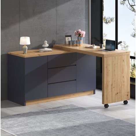 Scrivania girevole salvaspazio con 3 cassetti e 2 ante OKMYHOME (1/5)