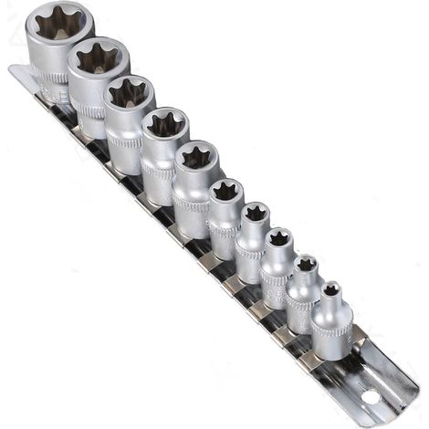 Juego de Llaves de vaso TORX Hembra 1/4" de E4 a E18, 10 PIEZAS