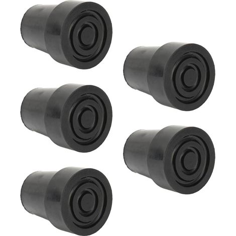 5 embouts caoutchouc pour cannes et béquilles, pièces de rechange professionnelles noir 0.7 pouce, lot de 5 (1/5)