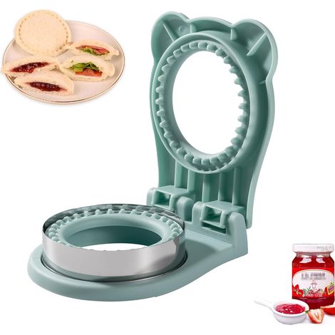 Appareil à sandwichs sans bordure, coupe-scellage et emporte-pièce rond pour sandwichs, idéal pour les petits déjeuners et les boîtes à lunch des enfants, bleu clair, 3,7 pouces. (1/5)