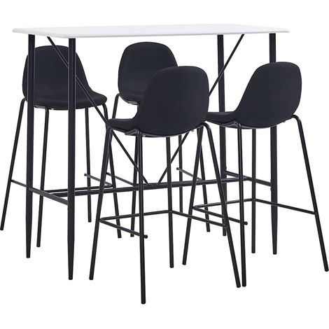 Ensemble Table de bar + 4 Chaises de bar - Table Haute avec 4 Tabourets Tissu Noir BV464180 - BonneVie (1/5)