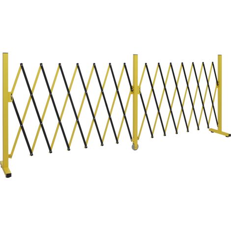 Alu Absperrgitter HHG-388, Scherengitter Zaun Schutzgitter ausziehbar, 103x52-400cm gelb-schwarz