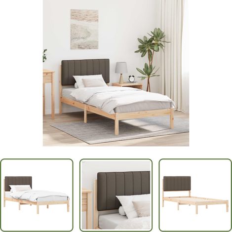 Lit avec tête de lit rembourrée -  Cadre de lit avec tête de lit rembourrée Taupe 90 x 190 cm (1/5)