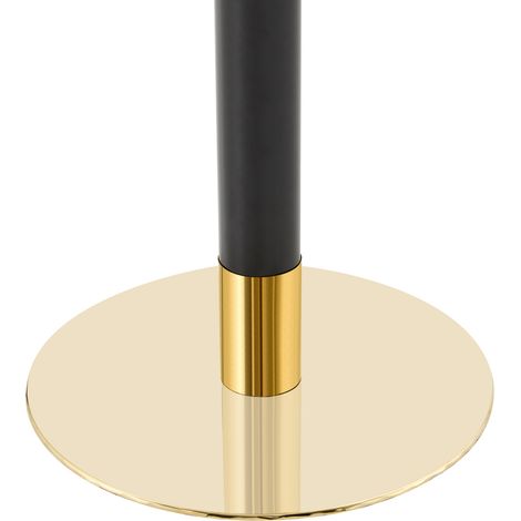 Table d'appoint ronde avec plateau effet marbre et bord doré, piètement métal noir et or, 60 cm (1/5)